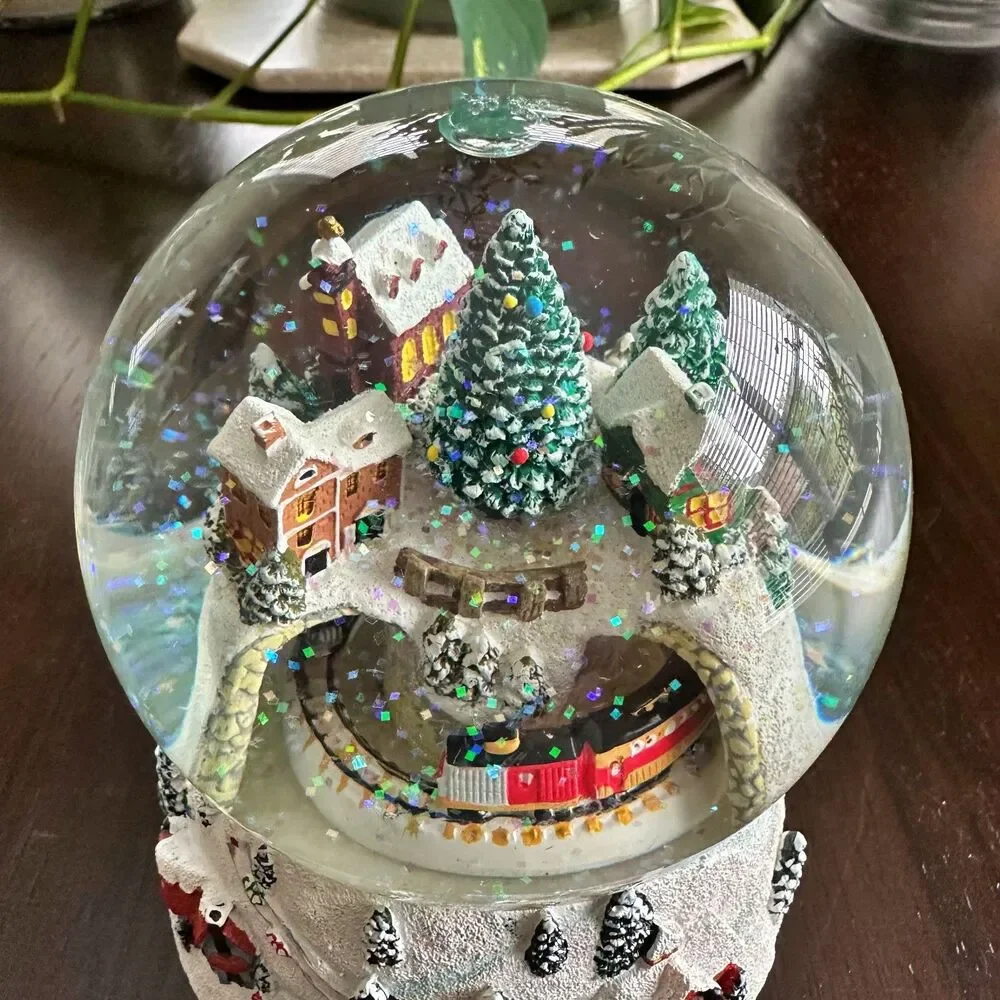 Glitterdome Musical Village Snow Globe Roman Inc 